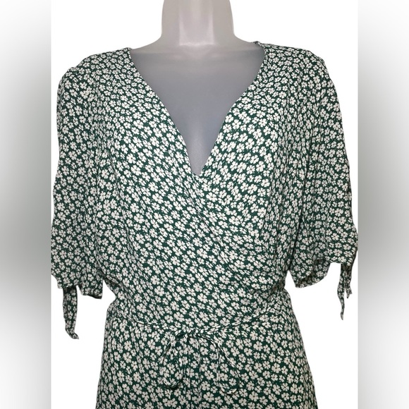 Reformation Venezuela Sammy Green Wrap Dress Size XL | Short Sleeve Mini - Picture 5 of 7
